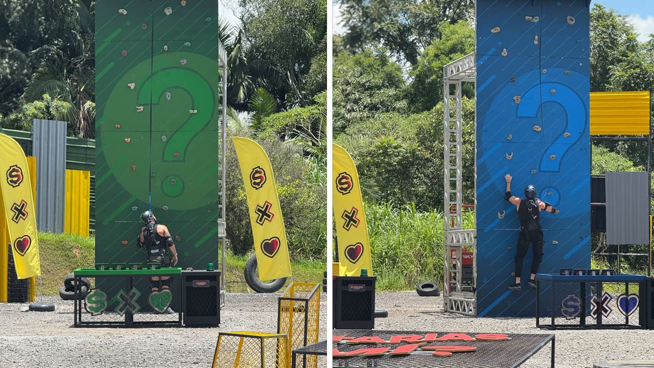 Los hombres se preparan para escalar la pared.