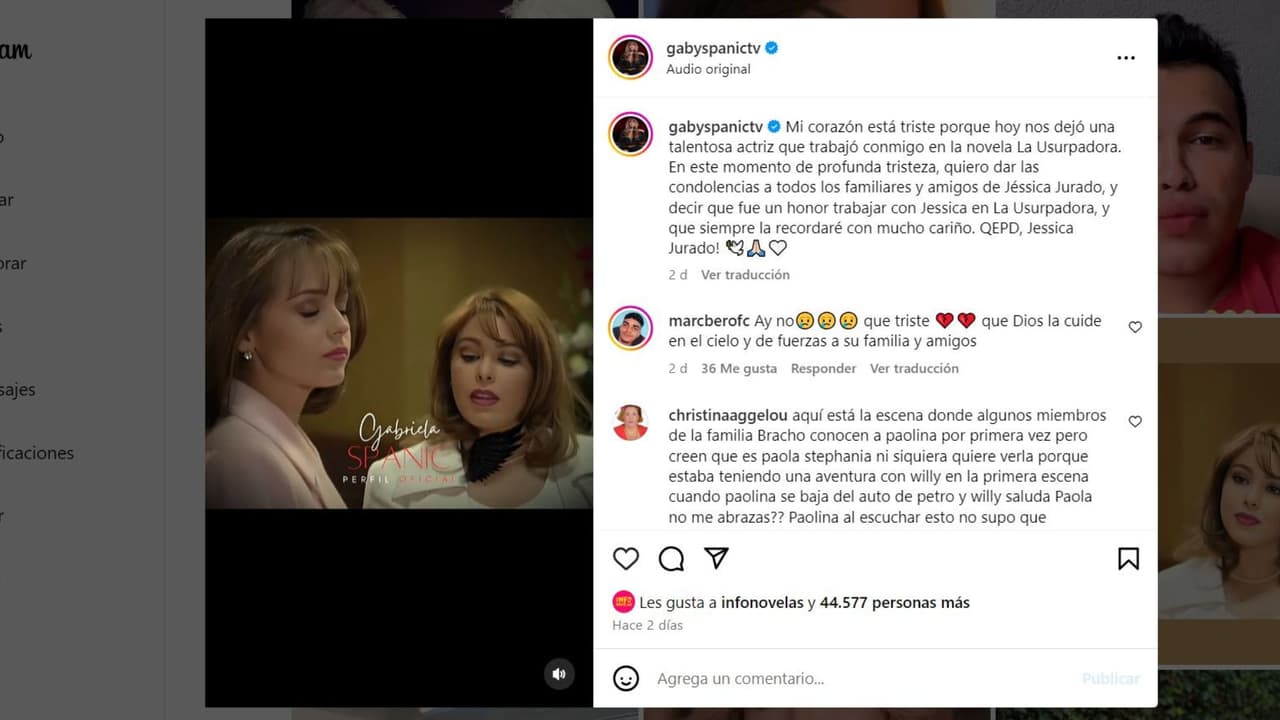 Gaby Spanic despide a la actriz Jessica Jurado.