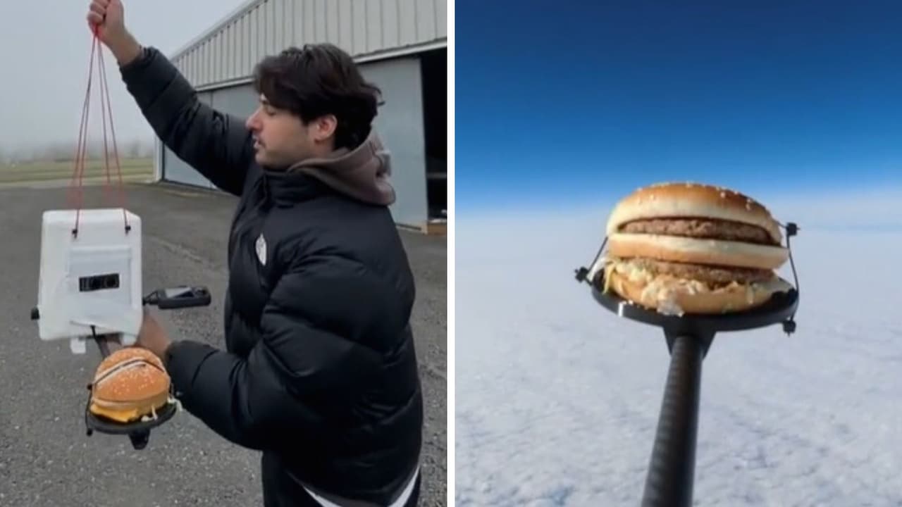 Tiktoker envía hamburguesa al espacio para comérsela después: se hace viral
