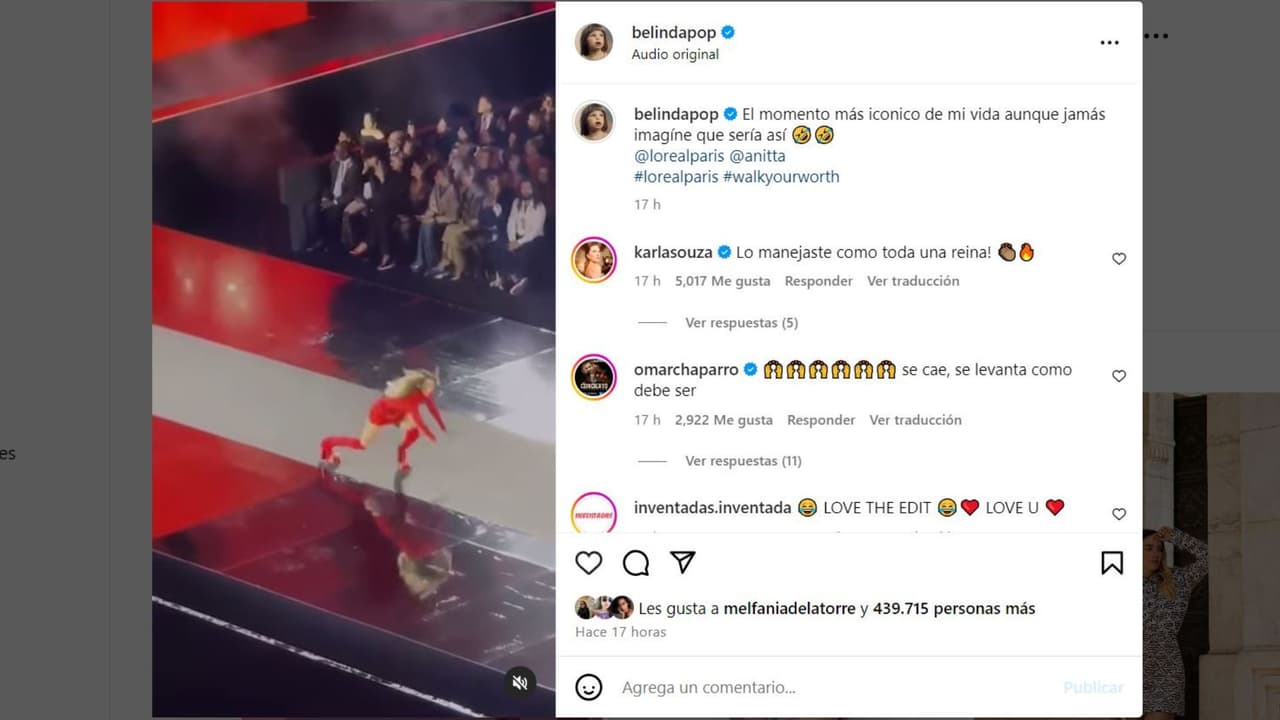 Belinda reacciona a su caída viral.