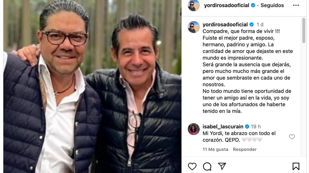 Yordi Rosado de luto se despide con emotivo mensaje.