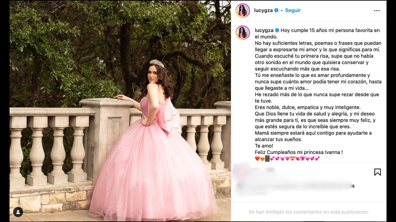 Lucy Garza publica foto de su hija Ivanna con su vestido de quinceañera