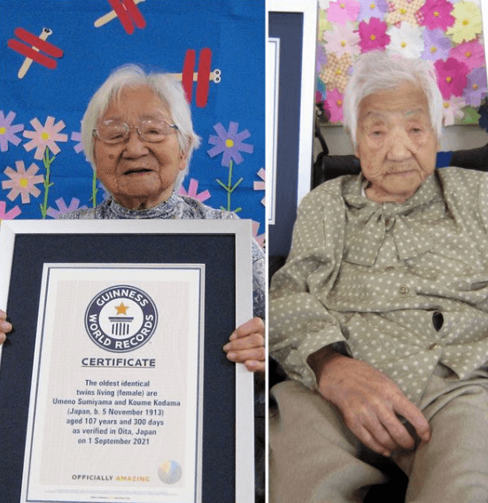 Gemela japonesas rompen récord al celebrar su cumpleaños 107.