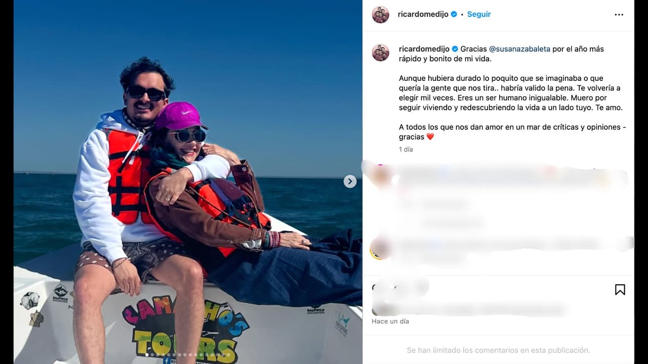 Ricardo Pérez celebra el primer mes de noviazgo con Susana Zabaleta