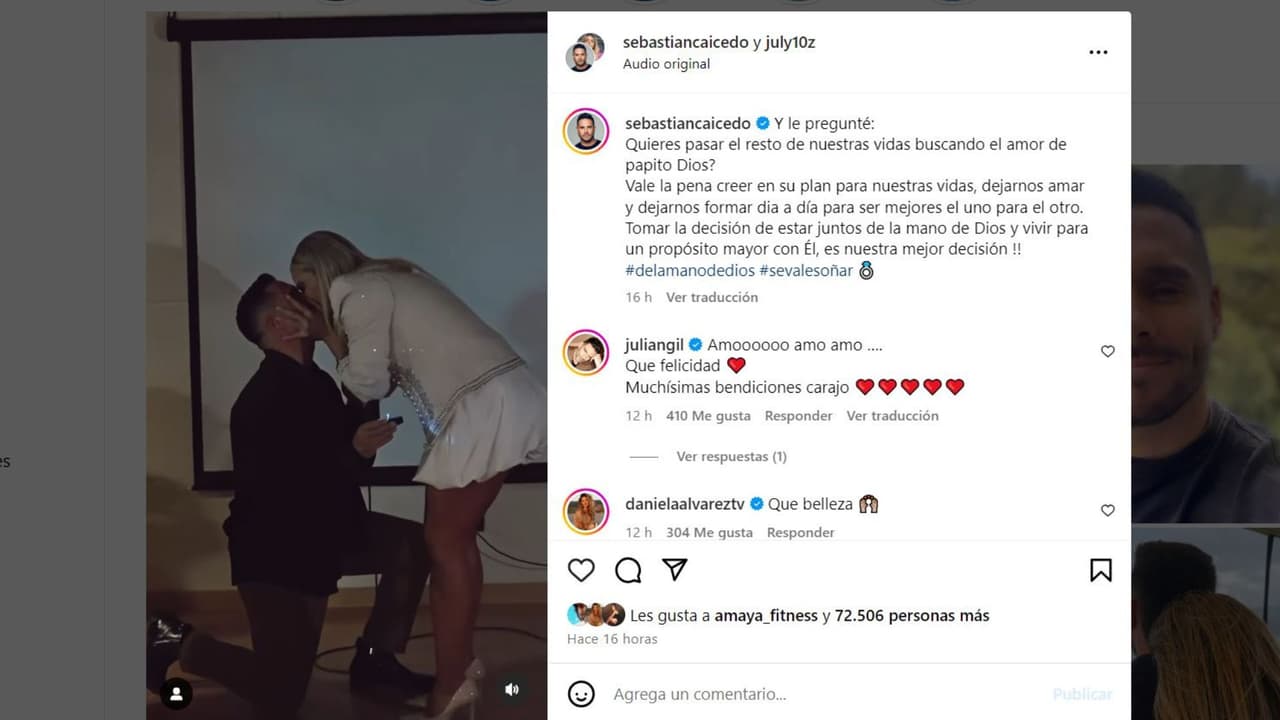 Sebastián Caicedo y Juliana Diez se comprometen.