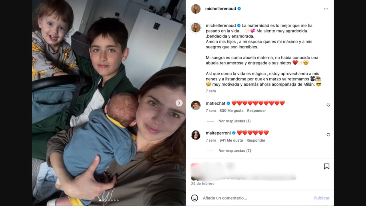 Michelle Renaud comparte foto junto a sus tres hijos