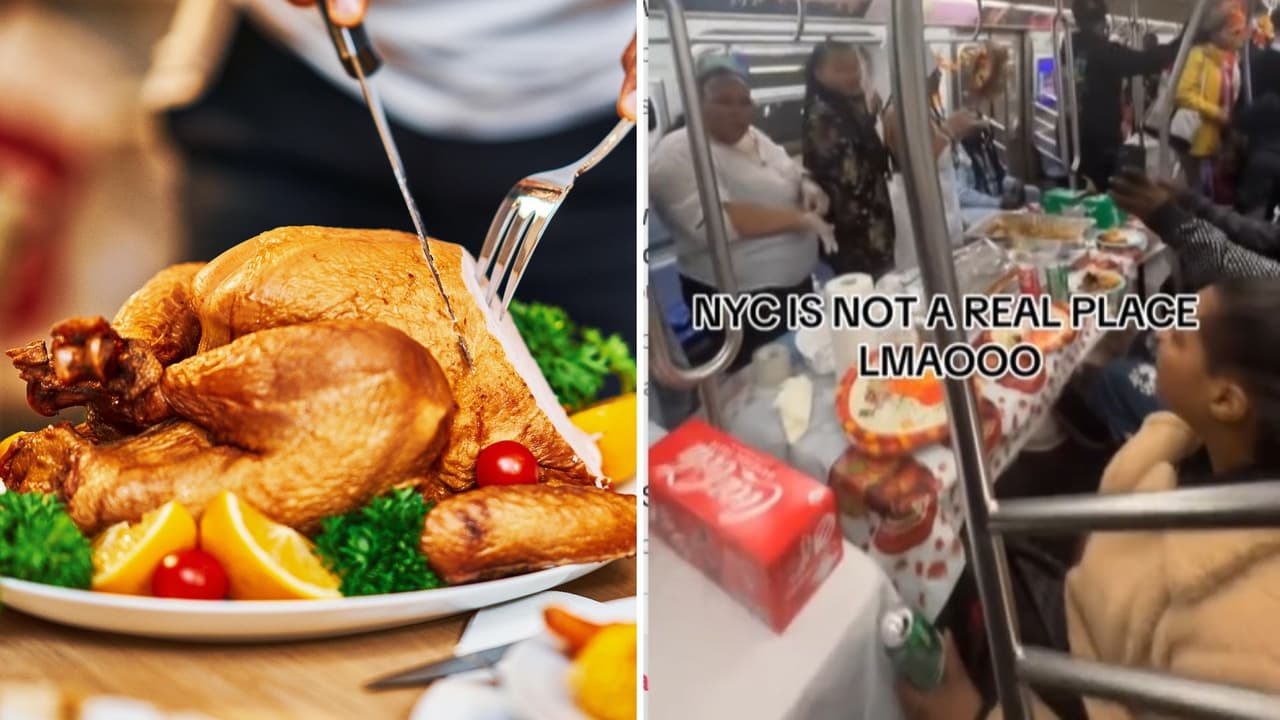 Familia coloca una mesa dentro del metro de NY para comer: hasta invitaron a los pasajeros