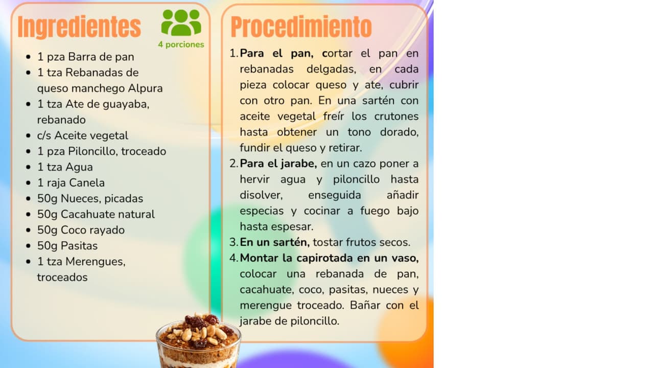 Capirotada rellena.