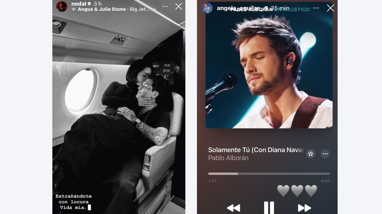 Christian Nodal y Ángela Aguilar se dedican historias de Instagram