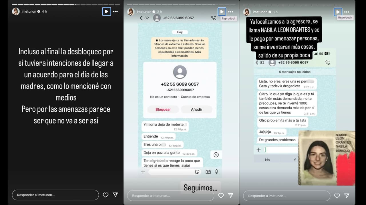 Imelda Tuñón desbloqueó a Maribel Guardia de WhatsApp, con la intención de reunirse el Día de las madres, lo cual no hará por las amenazas que recibió