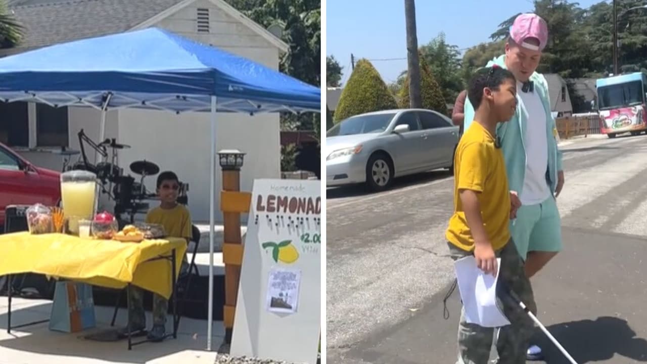 Niño invidente vende limonada para ver el mundo y tiktoker lo ayuda con su sueño de manera especial