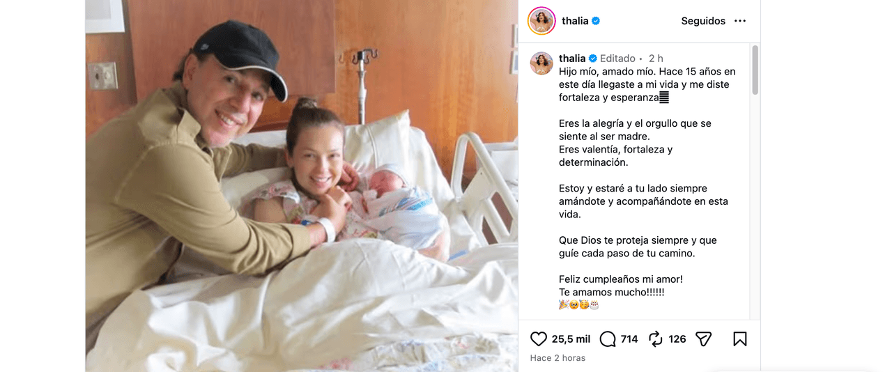Thalía aparece con bebé en brazos tras fotos embarazada y le dedica mensaje a su hijo: “Llegaste a mi vida”