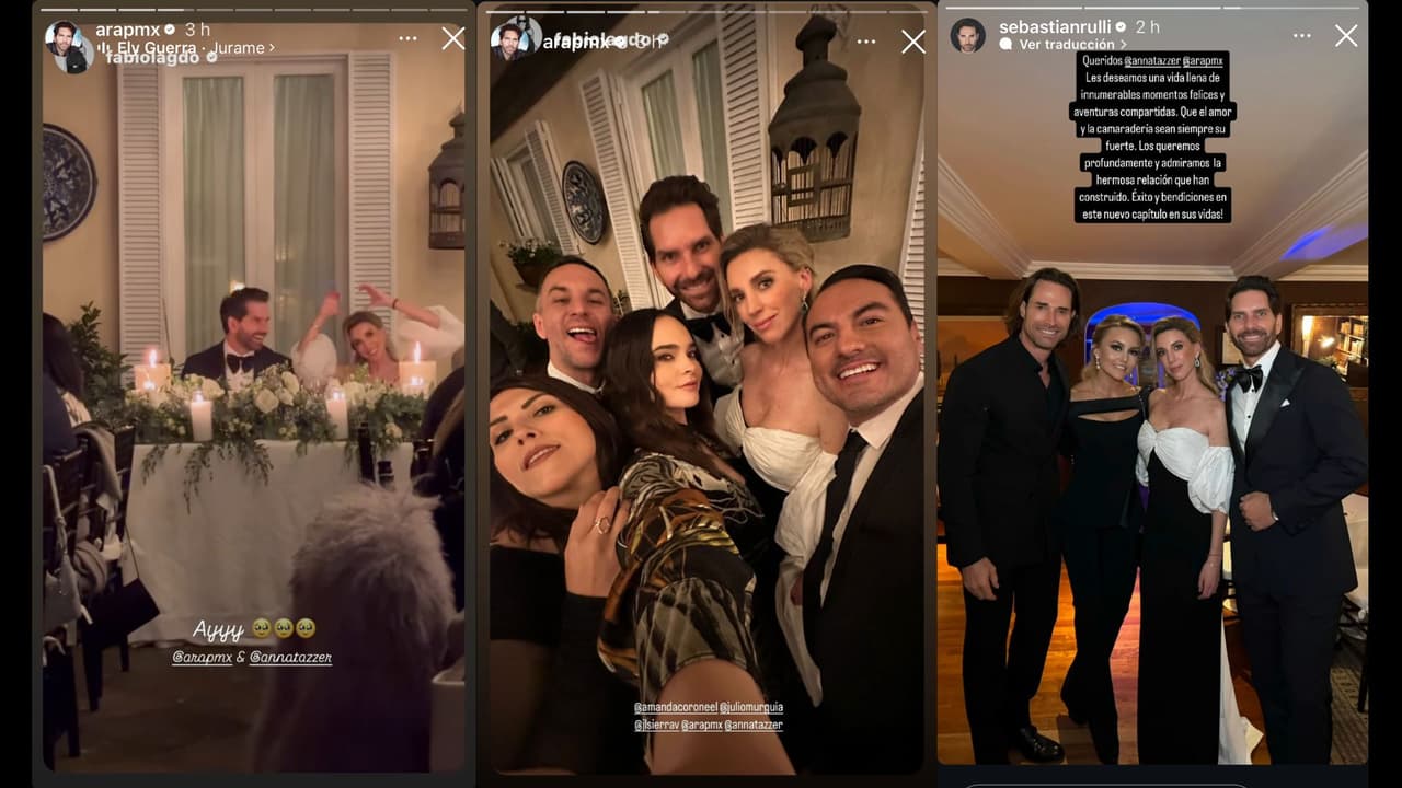 Fabiola Guajardo, Sebastián Rulli y Angelique Boyer asistieron a la boda de Arap Bethke y Anna Tazzer