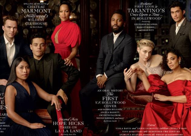 En la edición especial de Vanity Fair, la originaria de Oaxaca, se rozó con otras personalidades del cine como Rami Malek; esta foto es obra de "El chivo" Lubezki.