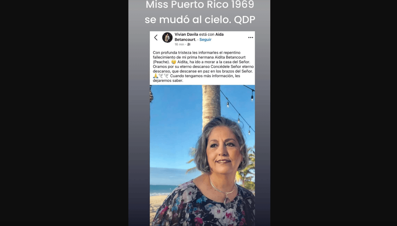 Así dan a conocer la muerte de la exreina de belleza, Aida Betancourt
