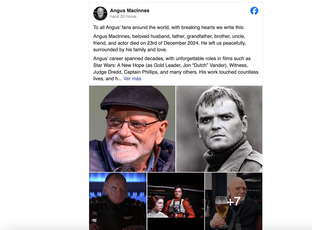 Muere el actor Angus MacInnes de la saga 'Star Wars'