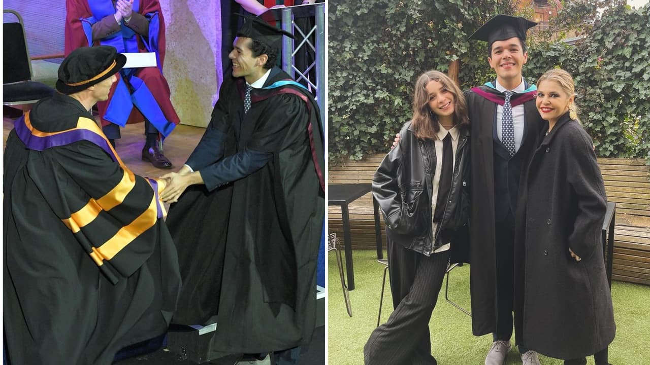 Eduardo se graduó con honores e Itatí Cantoral estuvo presente