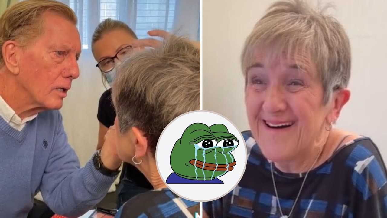 Abuelito aprende a maquillar a su esposa con Parkinson y ella no puede contener las lágrimas