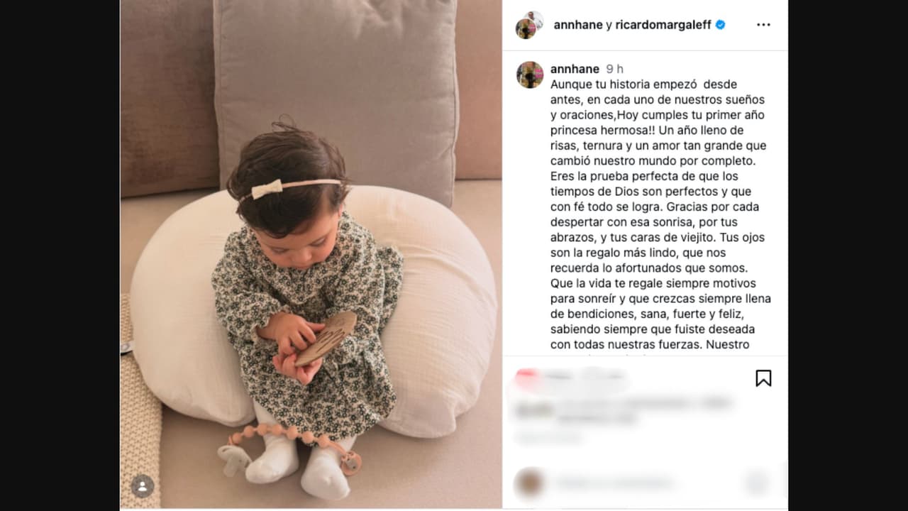 Ricardo Margaleff dedica tierno mensaje a su hija, quien cumplió un año
