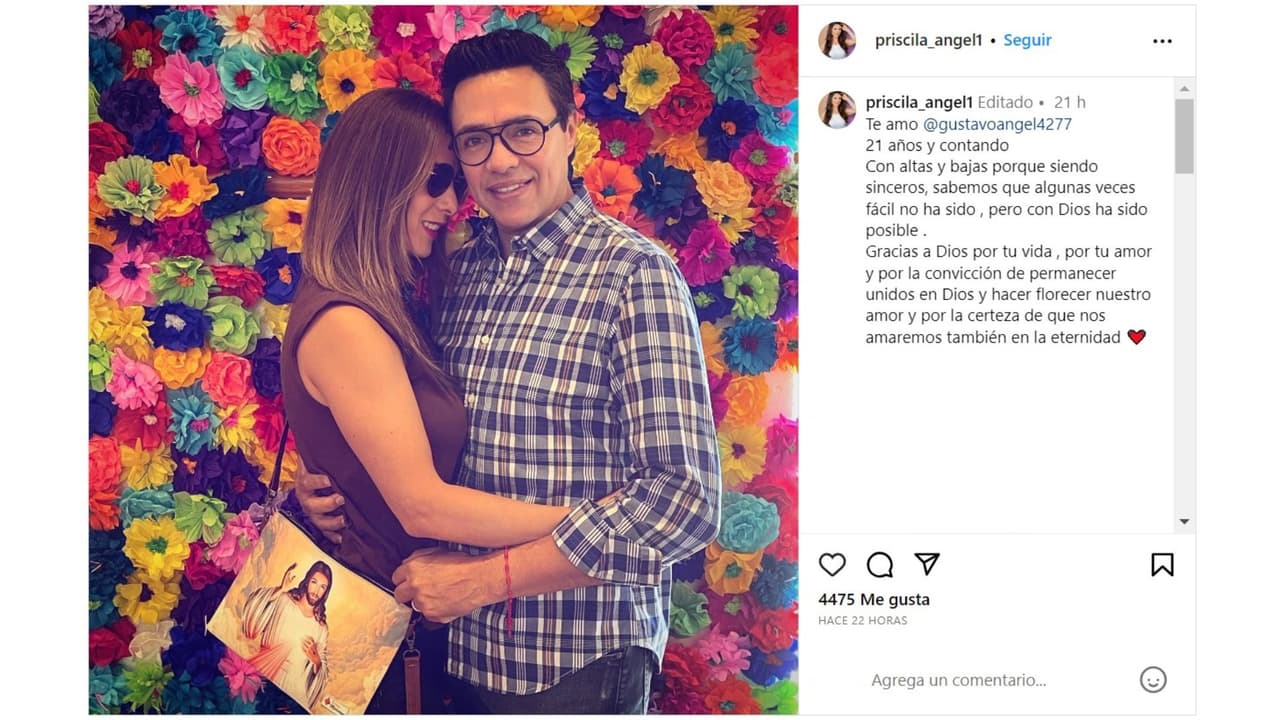 Priscila Ángel dedica amorosas palabras a Gustavo.