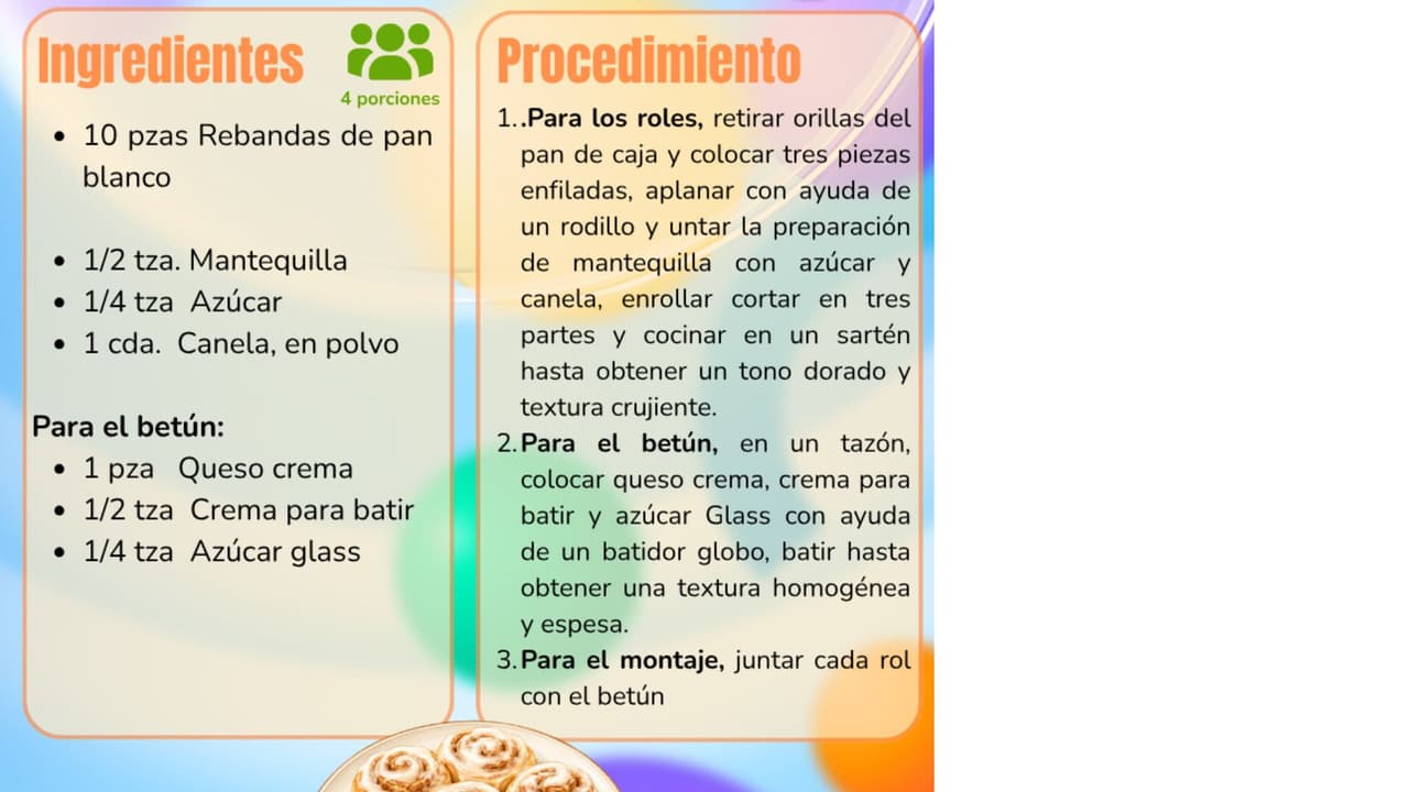 Receta de roles de canela.
