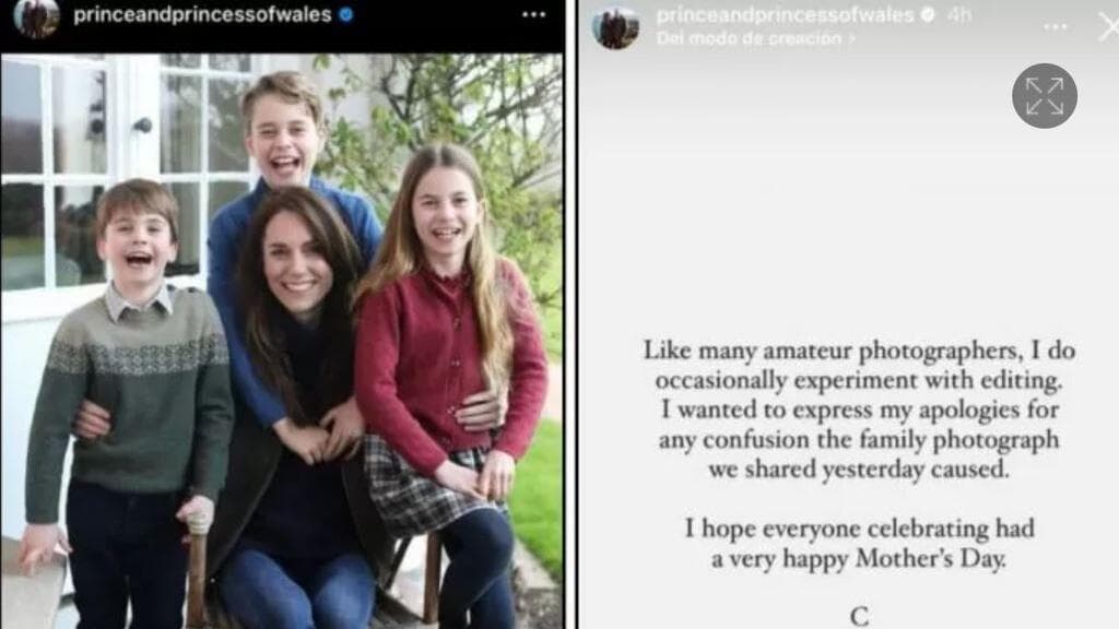 La foto editada de Kate Middleton con sus hijos