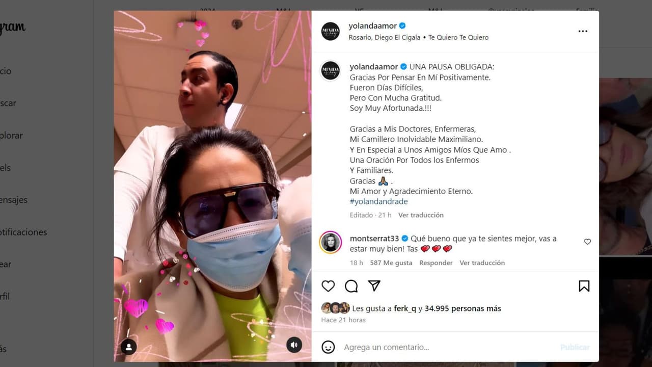 Yolanda Andrade reaparece en hospital.