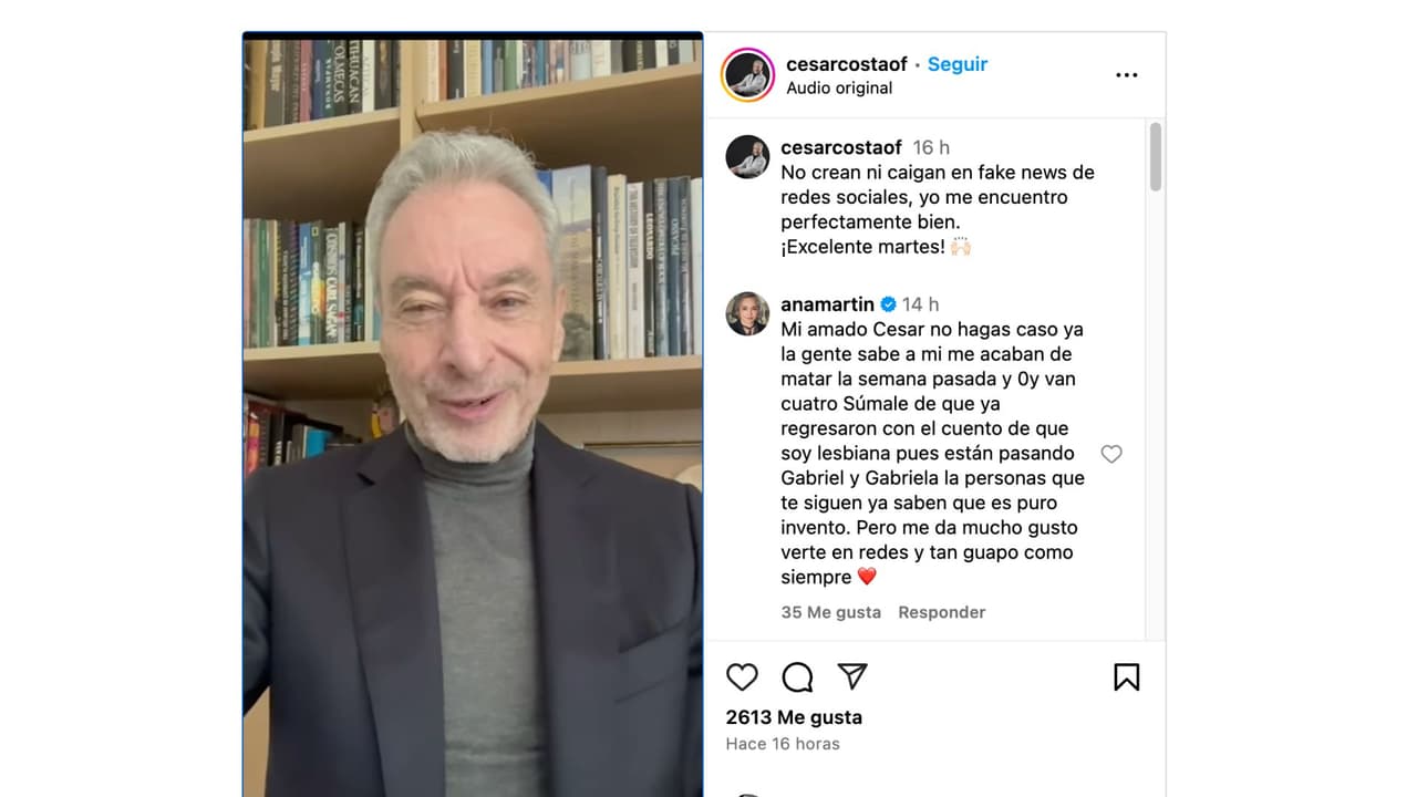 César Costa reaparece para desmentir noticias falsas sobre su estado de salud.