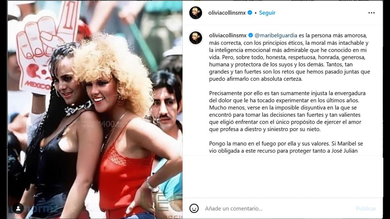 Olivia Collins muestra su apoyo a Maribel Guardia en el pleito legal contra Imelda Tuñón
