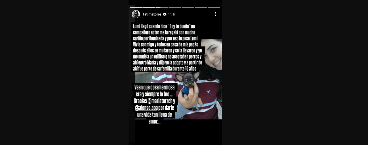 Fátima Torre se despide de su 'hija' con emotiva publicación