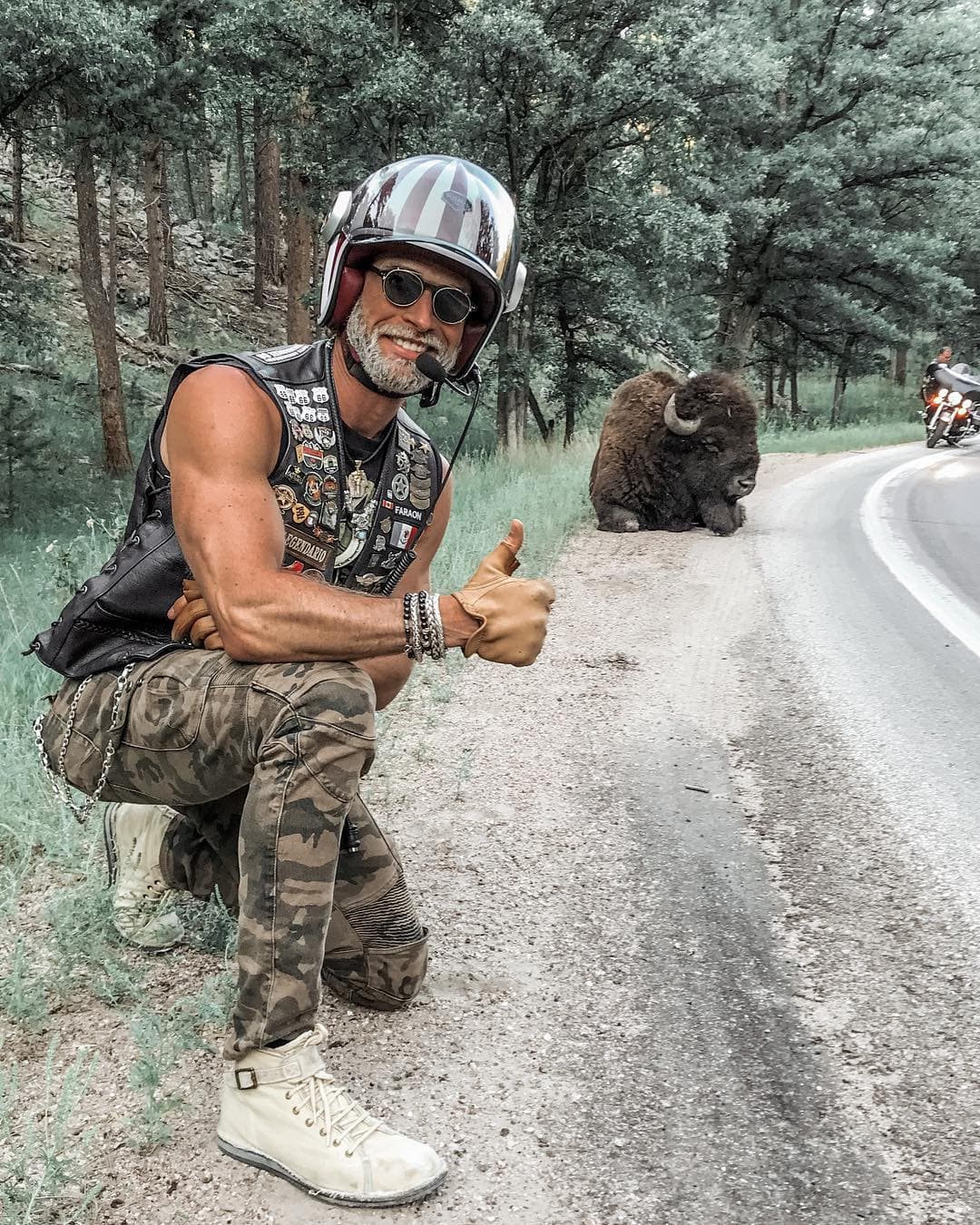 En Instagram presumió el encuentro que tuvo en plena carretera con peculiares animales