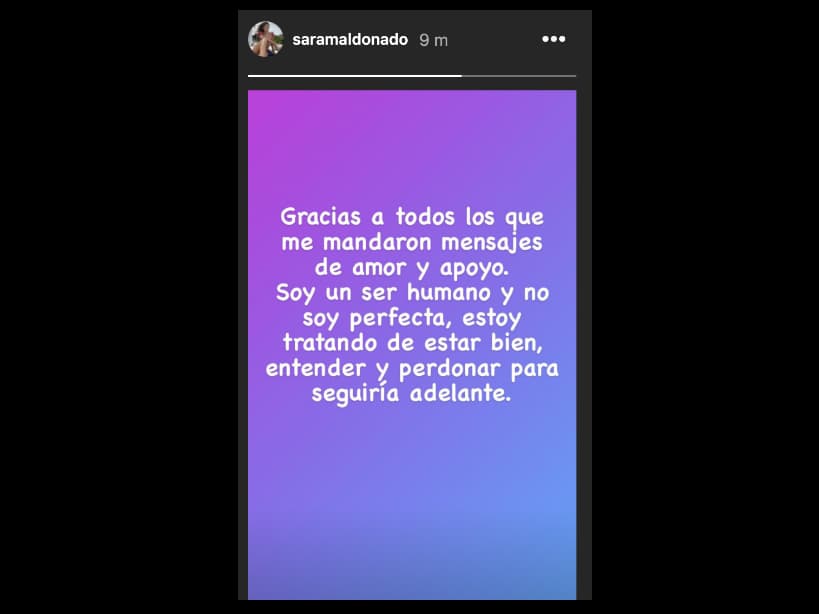 Sara Maldonado agradeció las muestras de apoyo que recibió en redes sociales.