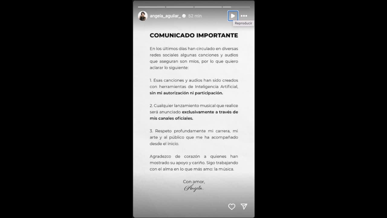 Ángela Aguilar asegura que la canción que circula en redes no es interpretada por ella y se trata de un audio hecho con IA