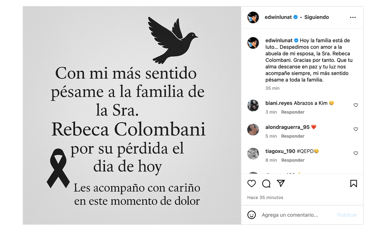 Edwin Luna llora la muerte de ser querido; así se despide