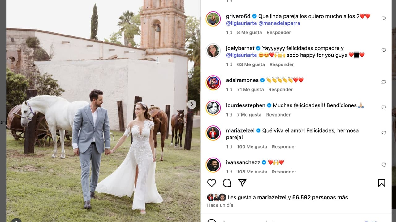 Boda civil de Mane de la Parra y la actriz Ligia Uriarte.