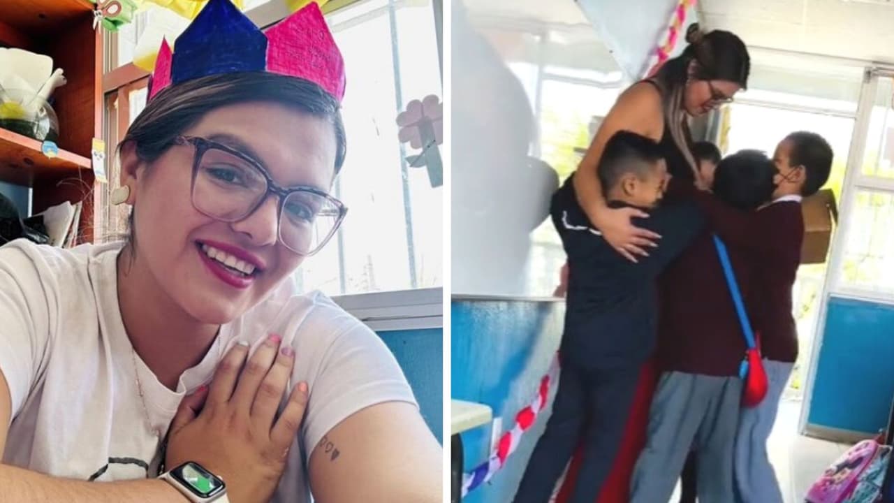 Maestra revela triste noticia a sus alumnos y corren a abrazarla: video provocó lágrimas
