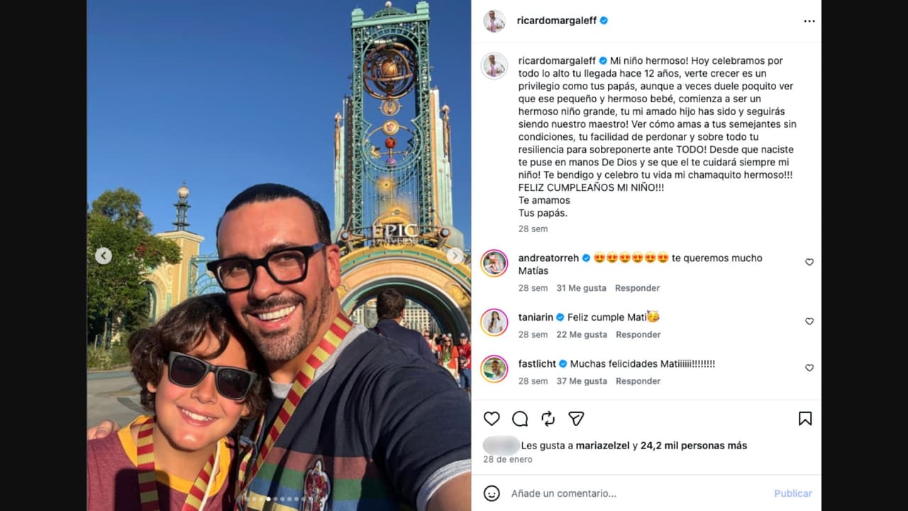 Ricardo Margaleff dedica tierno mensaje a su hijo por su cumpleaños