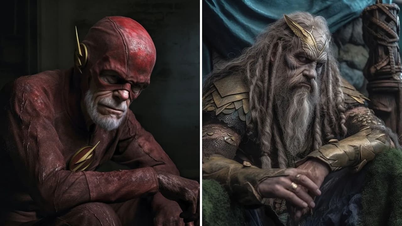 Artista muestra cómo se verían The Flash y Aquaman si fueran adultos mayores.