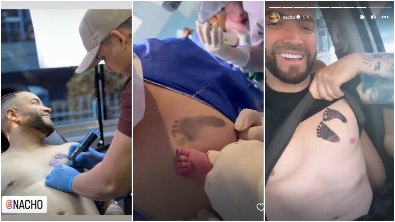 Nacho Mendoza se tatúa los pies de su hija Melina