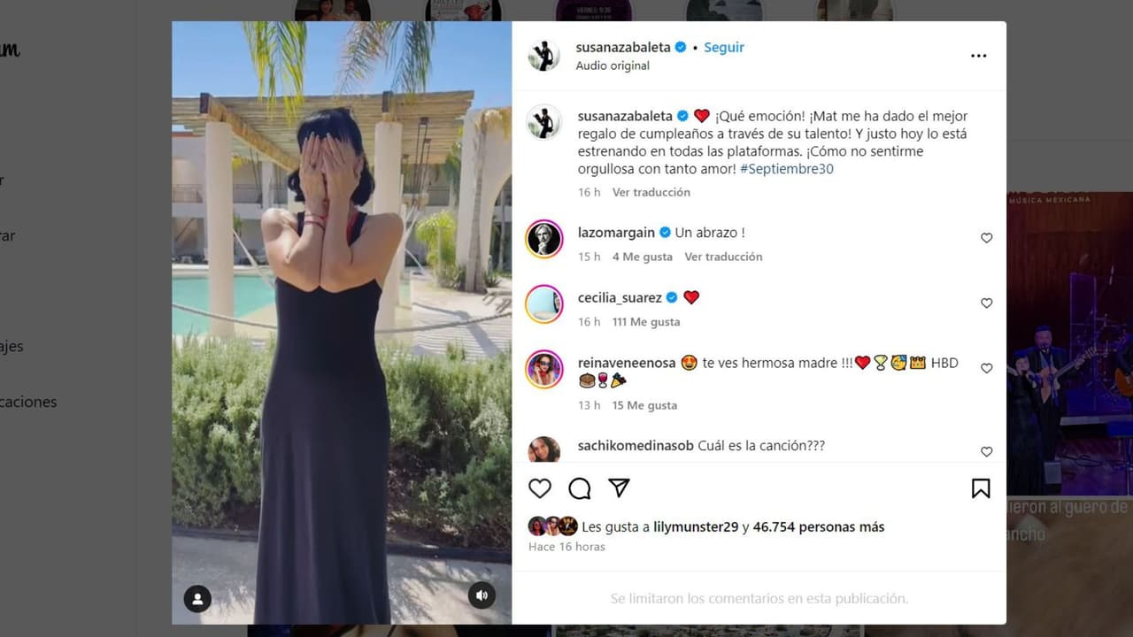 Susana Zabaleta llora por canción de su hijo.