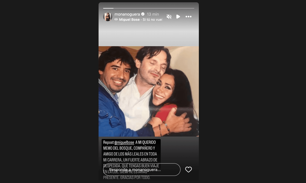 Mónica Noguera llora la muerte de Memo del Bosque y publica inesperada foto