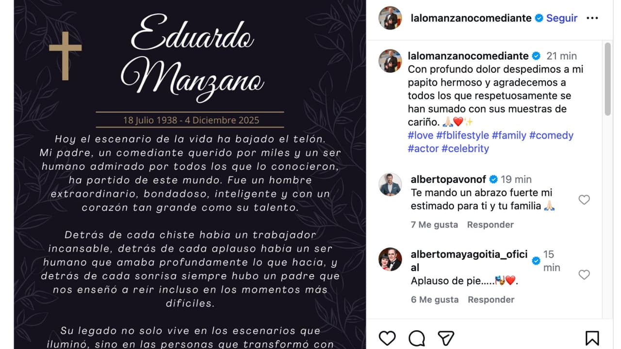 Muere Eduardo Manzano a los 87 años.