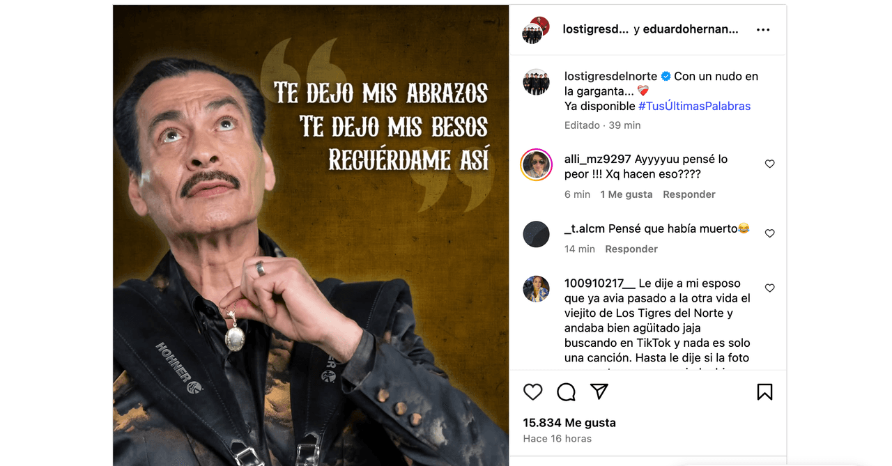 ¿Muere integrante de Los Tigres del Norte? Esto se sabe tras devastador mensaje: “Con un nudo en la garganta”