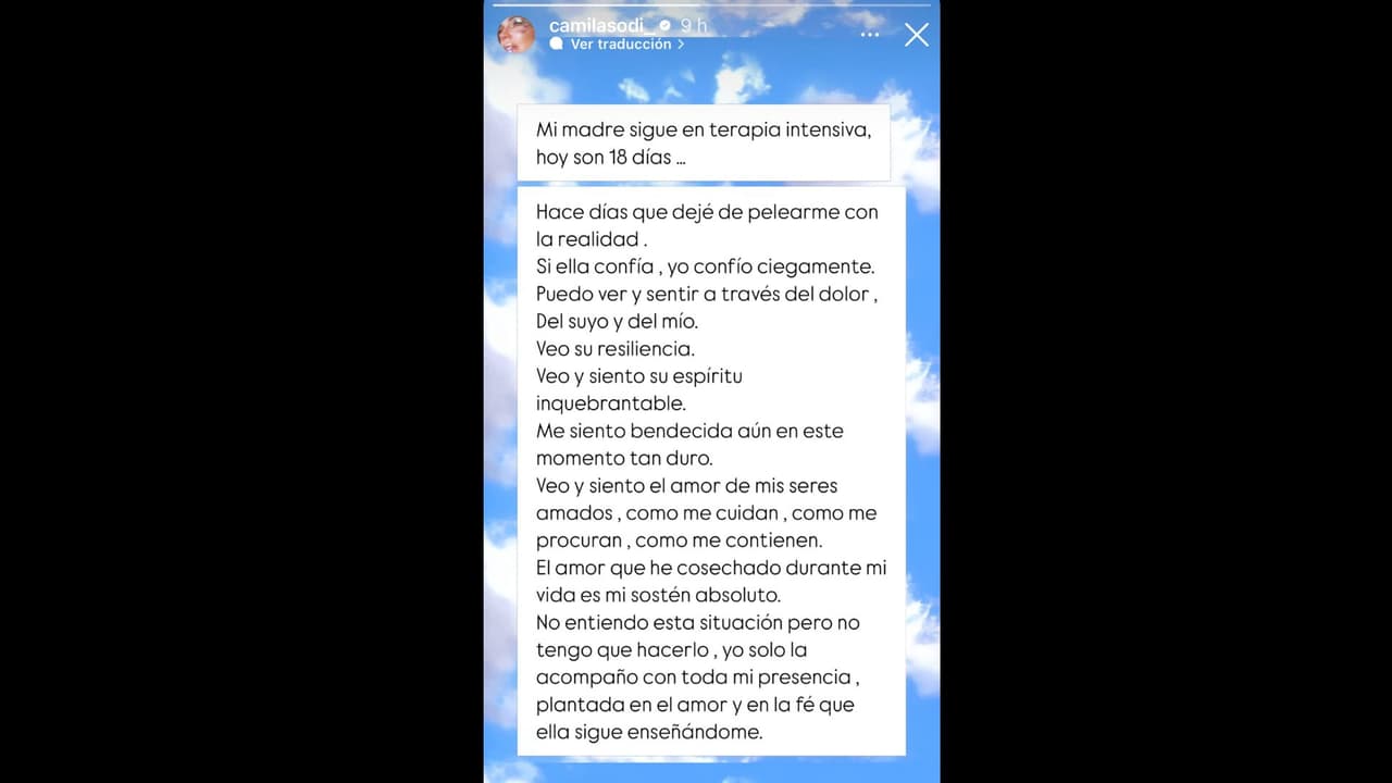 Camila Sodi comparte en Instagram que su madre Ernestina Sodi ha estado en terapia intensiva por 18 días