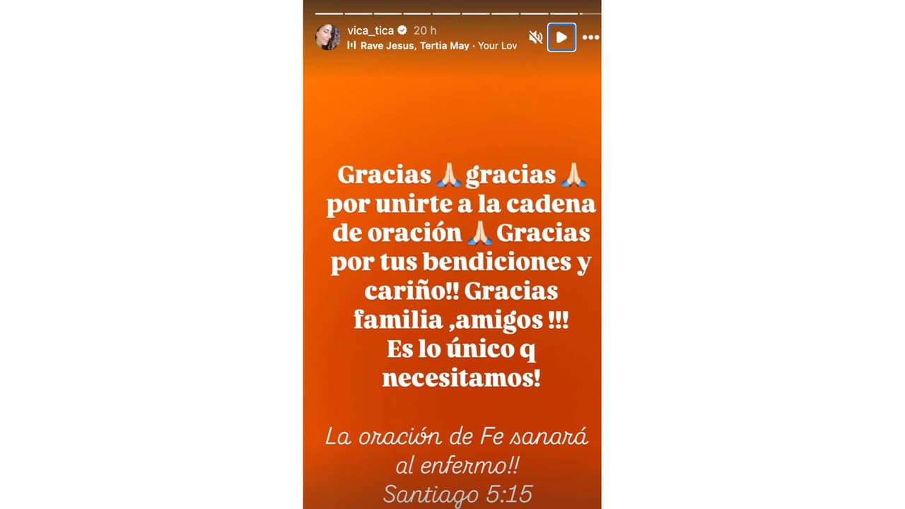 Mensaje de Vica Andrade ante complicado estado de salud de Memo del Bosque.