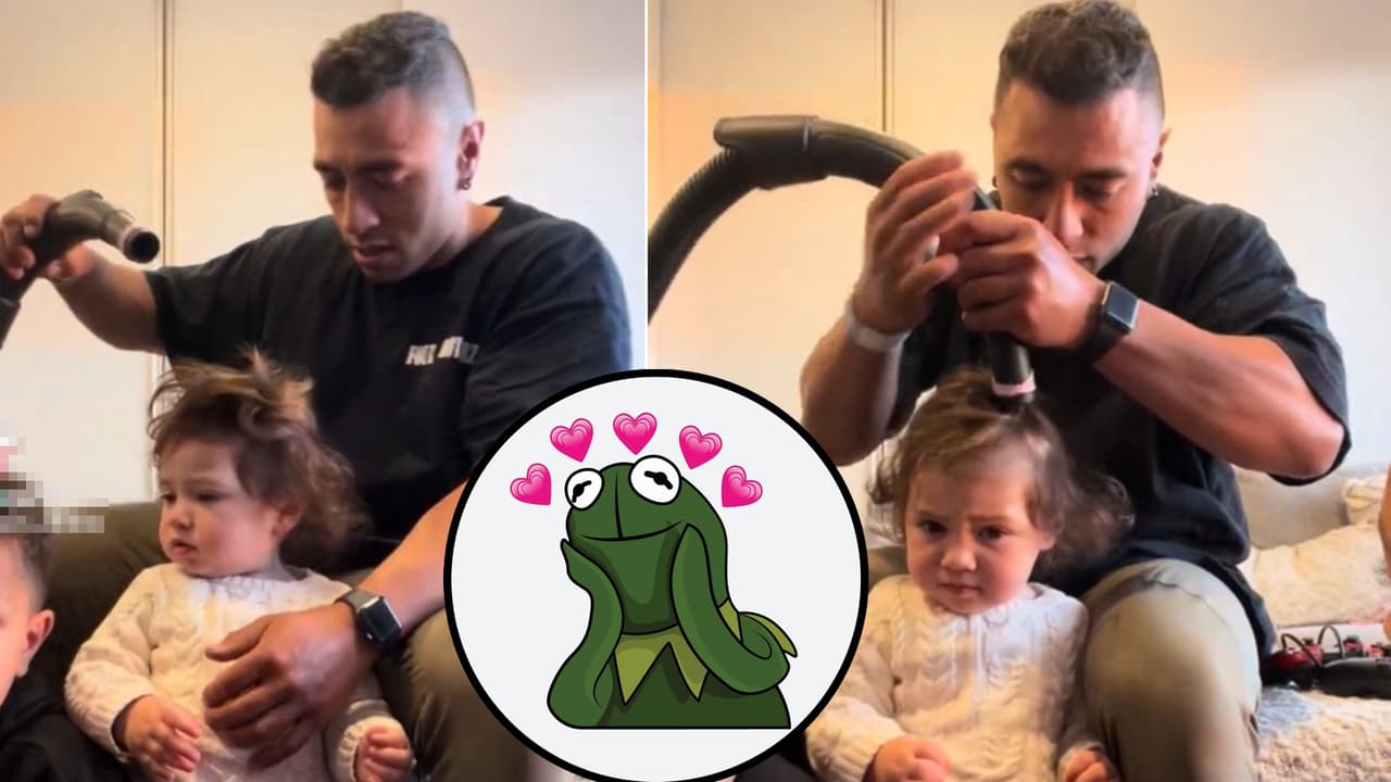 Papá utiliza aspiradora para peinar a su hija y desata polémica en TikTok