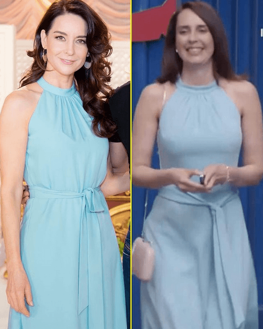 Susana González e Irán Castillo. Las actrices utilizaron el mismo vestido azul en corte halter en las telenovelas que actualmente protagonizan; 'Mi Fortuna es Amarte' y 'S.O.S. Me estoy enamorando'.