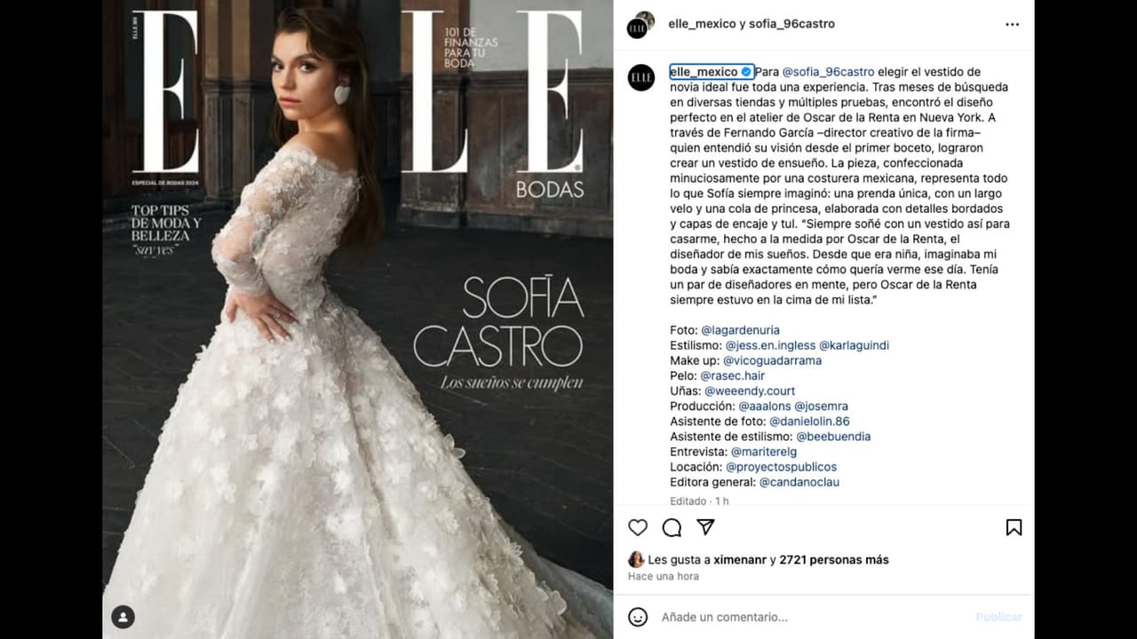 Sofía Castro comparte detalles sobre su vestido de novia