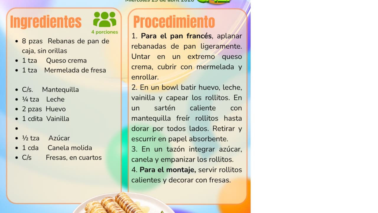 Receta de rollitos de pay de queso.