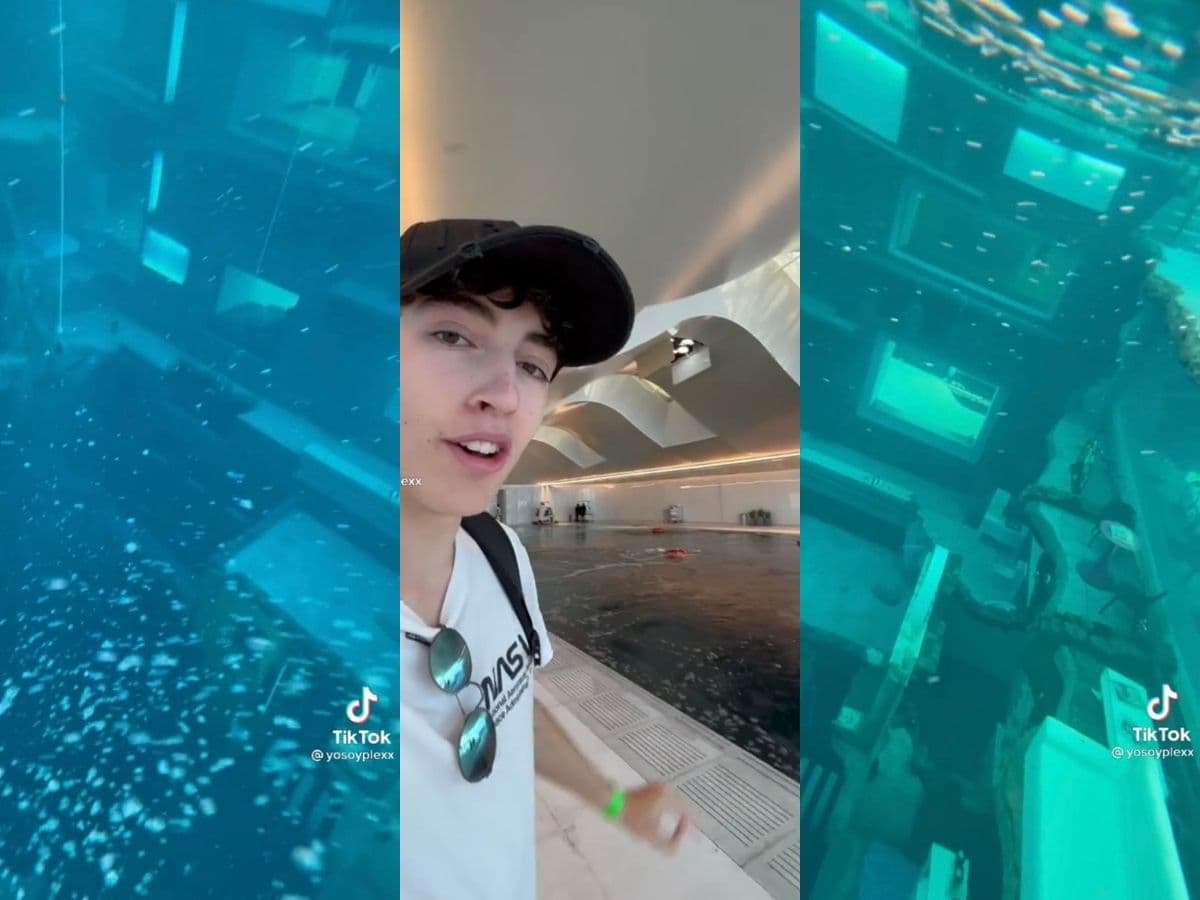 Joven muestra la alberca más profunda del mundo y su video se viraliza.